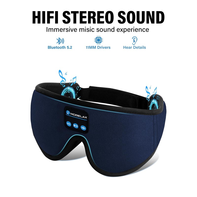 Sleep Mask with Bluetooth Headphones, 3D Sleep Mask Wireless Music
