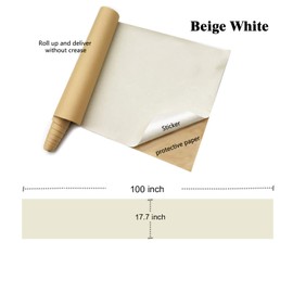 17.7 x 100 Inches Self-Adhesive Velvet, Flocked Fabric for Jewelry, Watch, Cosmetic Boxes (Beige White)