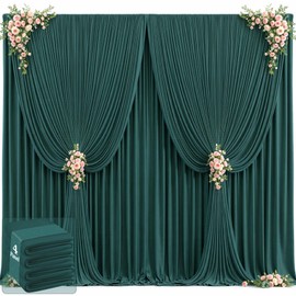 20ft x 12ft Emerald Green Backdrop Curtains Wrinkle Free Backdrop Curtain for Wedding Parties Fabric Backdrops Drapes Back Drop Cloth Bridal Shower Stage Curtains Wedding Decorations for Reception