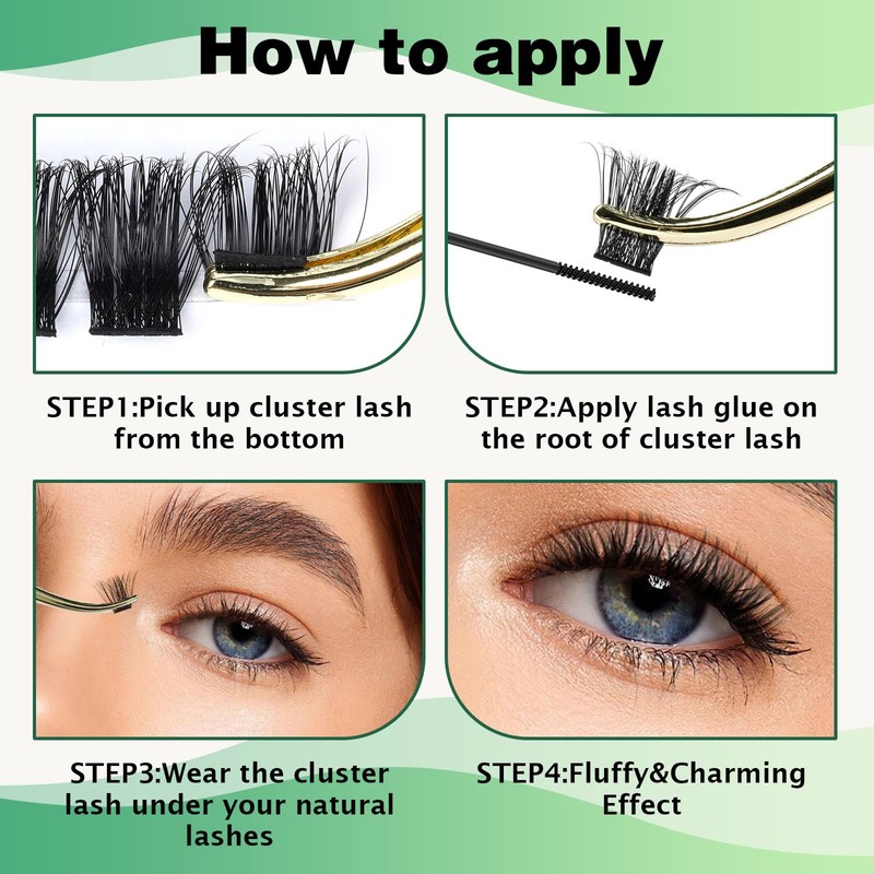 Lash Clusters 96pcs Individual Lashes D Curl 10mm Eyelash Clusters