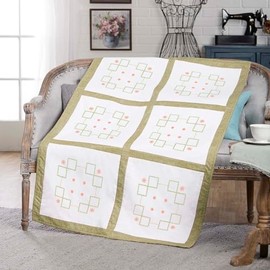 Herrschners Delilah Quilt Block Stamped Cross-Stitch & Stamped Embroidery