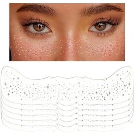 6 Pcs Tatuaje de Pecas Doradas, Pecas de Glitter Tattoo, Pecas con Purpurina Holográfica, Pegatinas Brillantes Resistentes al Agua, para Festival, Rave, Halloween y Concierto (Rosa plata)