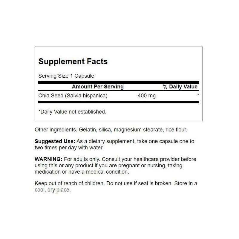 Swanson Full Spectrum Chia Seed 400 Milligrams 60 Capsules