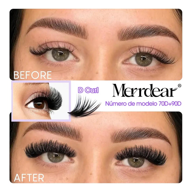 Pestañas Extensions Kit 252 Piezas 7090d Curvación D 9-16 Mm