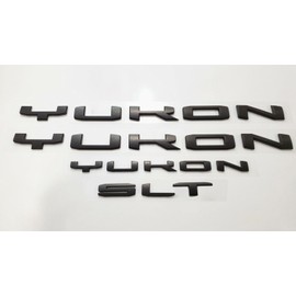 4Pcs Kit Yukon SLT Letters Emblem 3D Door Rear Nameplate Badge Decal Sticker Yukon XL Replacement for 2021-2023 Yukon SLT (Matte Black)