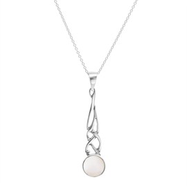 Silverly Women's 925 Sterling Silver Mother Of Pearl Celtic Knot Pendant Necklace, 46 cm