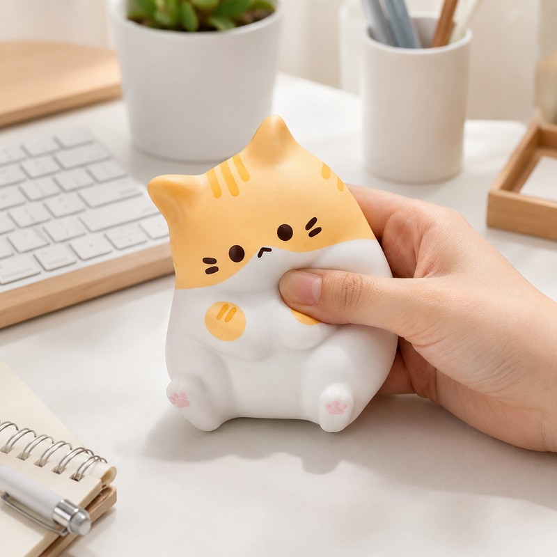 Slow Rebound Cat Squeeze Toy for Fidgeting – Soft PU
