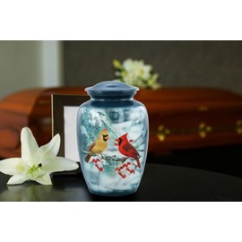 Rayan Decor Cardinal Couple Urn, Adult Cardinal Urn, Funeral and Memorial Cremation Urns for Human Ashes up to 200 lbs with Velvet Bag