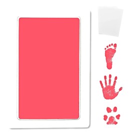 Inkless Large Clean Touch Ink Pad Kit for Baby Footprint, Handprint & Pet Paw Print - No Ink Mess, Clear Print, Smudge Resistant, Long Lasting, Baby Safe, Includes 2 Cardstock(Clean-Touch - Pink)