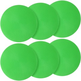 wlilupah 6 Pcs Poly Spots Markers 4 Inch Floor Spot Markers Dots for Gym Marker Poly Sports Training for Gym Floor Soccer Basketball Speed Agility Training Field Marking Equipment (Green)