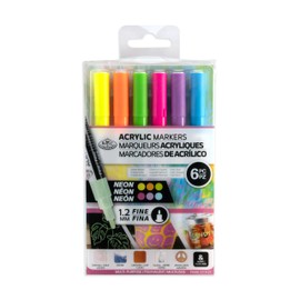 Royal & Langnickel 6pc ARTIST ACRYLIC PAINT MARKERS 1.2MM NEON COLOURS