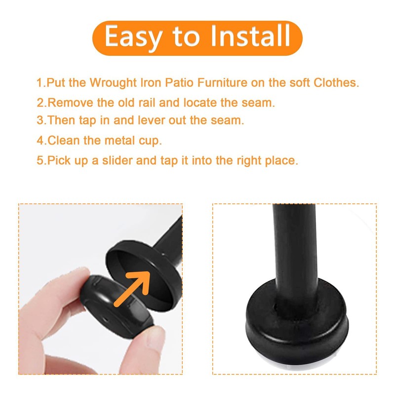 1-1/2 inch Wrought Iron Patio Furniture Feet Caps,24 Packs Round