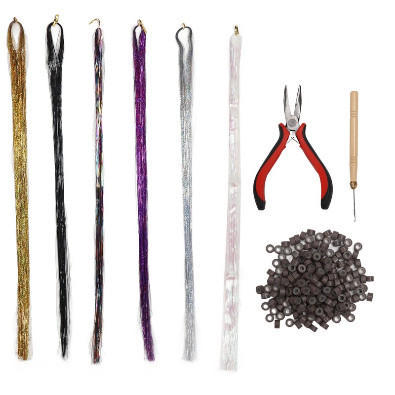 Hair Tinsel Kit Colorful Shiny Glitter Strands Portable Fairy Hair