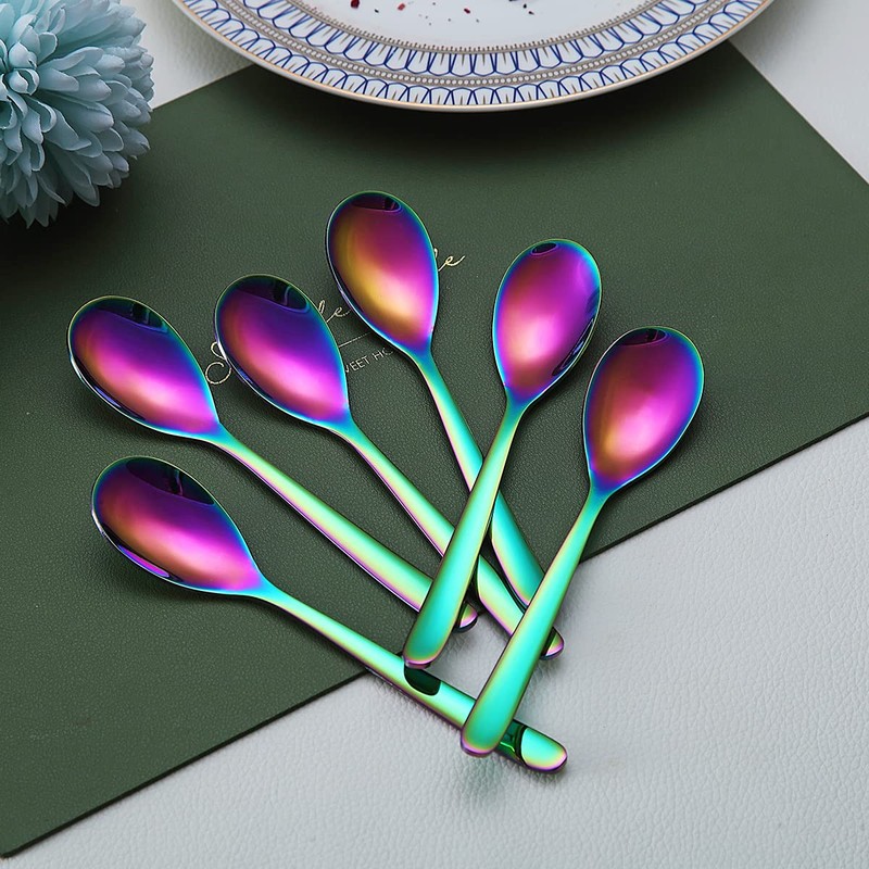 Rainbow Coffee Spoons 6 Pieces Kyraton 5.5 Inch Stainless Steel