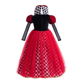 Lito Angels Queen of Hearts Fancy Dress Up Costume Princess Party Outfit for Little Kids Girls Age 10-11 Years, Red and Black (Tag Number 150)