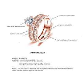 Bellitia Jewelry Engagement Pair Ring Ladies Stackable Ring Set Design White Copper Zirconia Gemstone Western Style Women Silver Pink Gold Color Free Size Gift Accessory, Metal, Cubic Zirconia