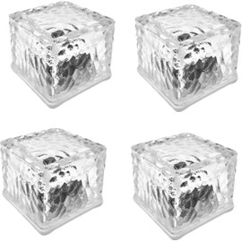 Blumoo 4pcs Solar Brick Lights Solar Glass Cube Light mit 4 Led,2.8 X2.8 X1.96 Inches (White)
