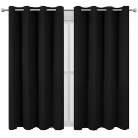 LEMOMO Black Thermal Blackout Curtains/52 x 72 Inch/Set of 2 Panels Room Darkening Curtains for Bedroom