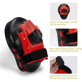 Valleycomfy Punching Mitts Boxing Punching Gloves Mitts Training Martial Arts Karate Practice Lack of Exercise (Black Red)