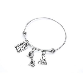 Book Lover inspired charm bracelet gift. Includes Once upon a Time book, Reading Glasses, and I Love to Read charms. Book Lover Expandable Bangle. Bibliophile Jewelry