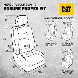 Cat Flexfit Green Black Seat Covers for Cars, Trucks, & SUV - (2) Front Car Seat Cover Front Seat Protectors - Airbag Compatible Seat Covers for SUV Interior Covers & Truck Seat Cover Car Accessories