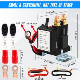 JESTMOTOR 500A Remote Battery Disconnect Switch, 12V DC Car Kill Switch Anti Theft Kit Prevent Battery Drain Remote Kill Switch for Car Auto, Rv and Truck (2 Keys)