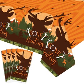 Ywediim 4 Pack Hunting Themed Party Tablecloth, Hunting Birthday Party Supplies Table Cover Decorations Tablecloth Party Favors for Kids Birthday 54 x 86 Inch (8 Pcs)