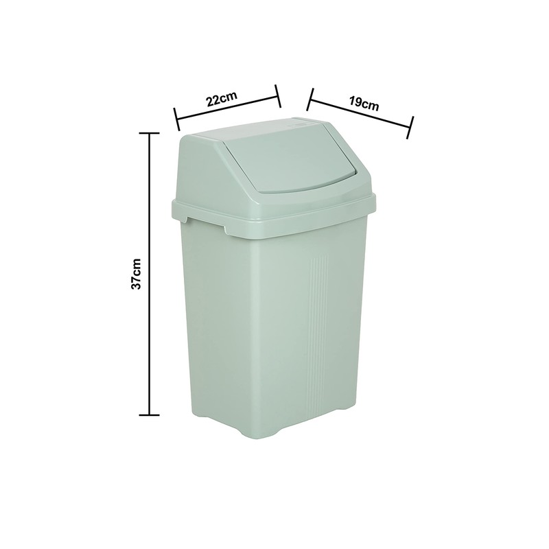8L Litre Swing Bin Plastic Dustbin with Swing Top Lid