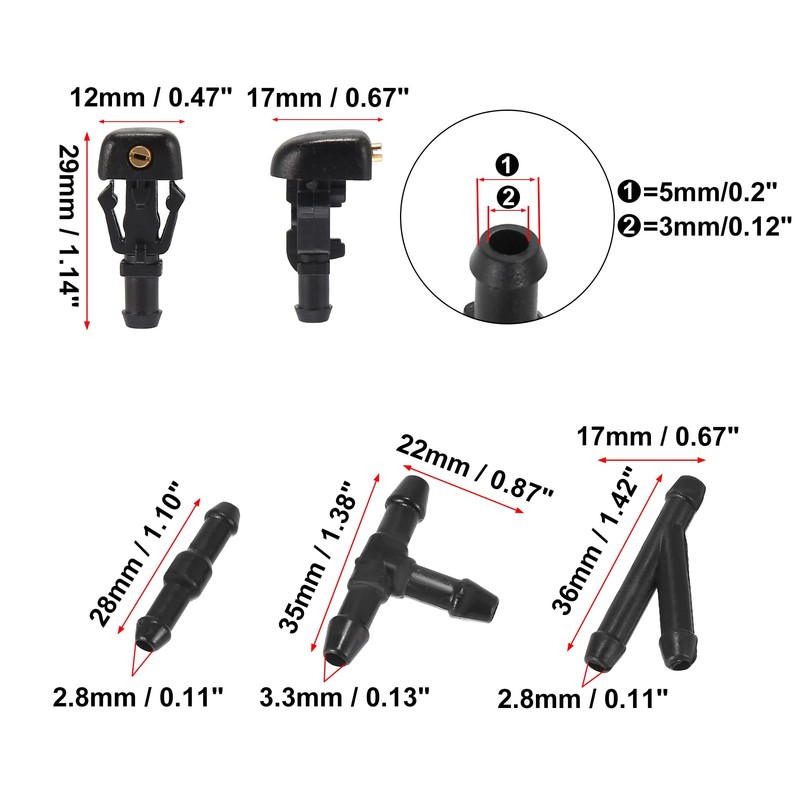 X AUTOHAUX Car Front Windscreen Washer Nozzle Kit Windscreen Washer