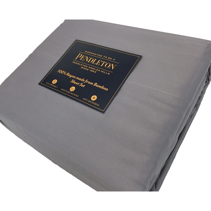 Pendleton Gray King 100% Bamboo Twill Sheet Set Pendleton Rayon