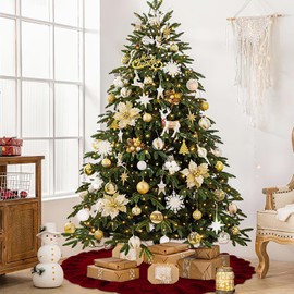 DEMIUKO Christmas Tree Skirt, 92 cm Red Christmas Tree Skirt Knitted Christmas Tree Blanket Skirt Christmas Tree Rug Round Christmas Tree Blanket Mat for Home Celebration Christmas Tree Decorations