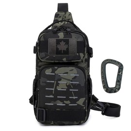 Ousawig Tactical Sling Bag Molle Sling Backpack Chest Shoulder Bag for Men Hiking Camping Trekking (green camo)