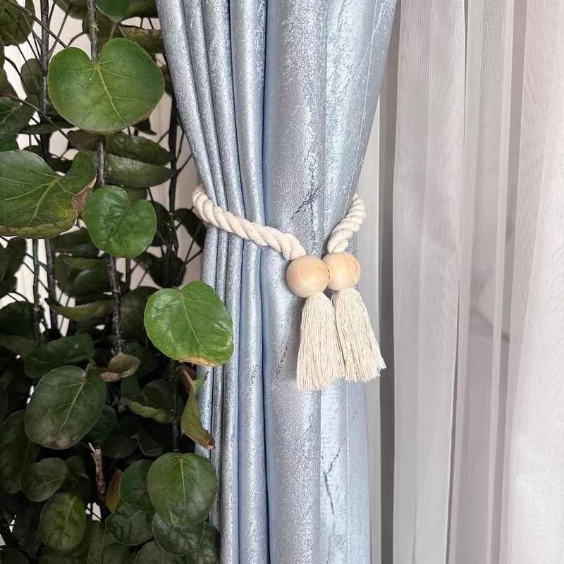 2 Pack Magnetic Tassels Curtain Tiebacks,Decorative Rope Holdbacks for Curtains