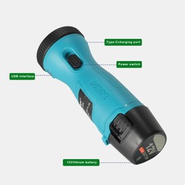 12V Rechargeable Flashlight, 30W 4-LED Powerful Handheld Torch, USB/Type-C Dual Charging, Portable Light for Camping, Biking, Emergency
