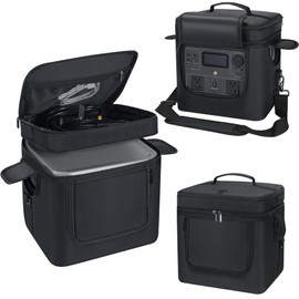 Undomip Carrying Bag Compatible with ECOFLOW River 2 Max 500, Power Storage Bag with Adjustable Shoulder Strap, Soft Generator Cover with Side Zipper, 27 * 25.5 * 20CM (Black, For River 2 Max 500)