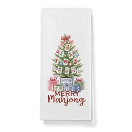 Mahjong Christmas Tree Gifts Kitchen Hand Towels, 16x24 in
