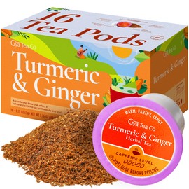 Gya Tea Co Turmeric Ginger Herbal Tea Pod (16 ct) - Decaf Wellness Tea for Body Comfort & Digestion Health
