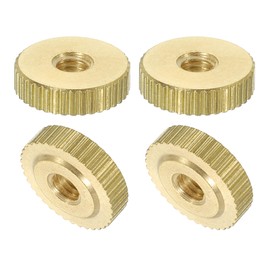 sourcing map Knurled Thumb Nuts, 4Pcs M4 x D12mm x H3.5mm Brass Flat Head Through Hole with Collar Flat Head Through Hole Round Knobs Fasteners for 3D Printer Parts, Machine Tools