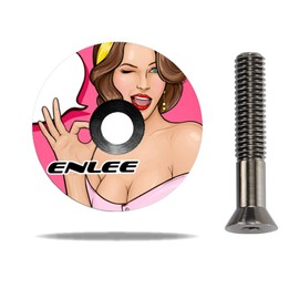 ENLEE Carbon Fiber Mountain Bicycle Headset Top Cover, 1 1/8 Inch, Front Fork Stem Top Caps Bowl, Road Bike Stem Cover with Bolts (Style 3)