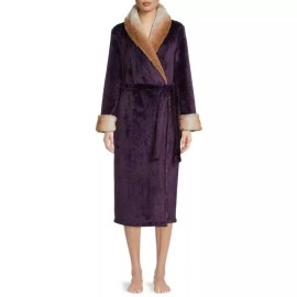 Secret Treasure Women's Super Minky Sleep  Robe Purple Faux Mink Large 12/14