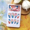 Cool Summer Press on Nails Medium Almond Fake Nails Blue