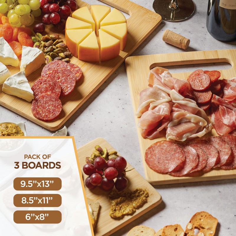 Bamboo Cutting Boards for Kitchen [Set of 3] Wood Cutting