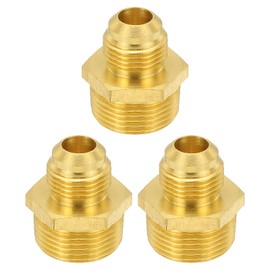 PATIKIL Brass Flare Coupling Fitting, 3 Pcs 3/4" Male NPT x 1/2" Male Flare Thread Brass Pipe Fitting Half-Union Connector Tubing Adapter Coupler for Propane, Fuel, Oil, Gas System
