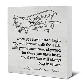 Inspirational Pilot Decor Airplan Aviation Wood Box Sign for Home Bedroom Man Cave Garage Aviation Airplan Lover Pilot Airman Flight Attendants Gifts