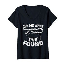 Womens Ask Me What I've Found Magnet Fishing Treasure Hunting V-Neck T-Shirt
