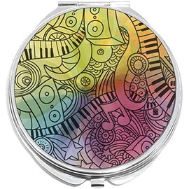 NewCharms Colorful Music Note Piano Pattern Compact with Mirrors - Perfect Pocket and Purse Size Folding Mirror for Applying Make Up Anywhere