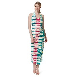 Jessica Simpson Women's Joey Halter Neck Side Split Maxi Dress, Blue Grass TIE DYE