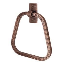 Monarch Abode 21631 Modern Towel Ring Holder Hand Hammered Wall Mount Bathroom and Kitchen Storage, Metal Towel Hanger, 7 inch, Antique Copper