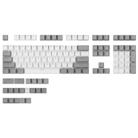 Happy Balls Keycaps Backlit PBT Cherry MX Keycap Set Doubleshot OEM Profile Translucent for US Layout 61 87 104 108 MX Switches Mechanical Keyboard (Gray White)