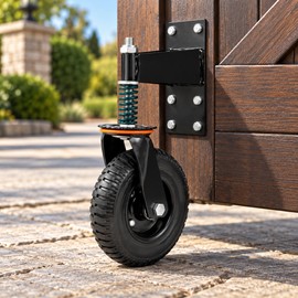 8 Inch Spring Loaded Heavy Duty Gate Wheel, 600 lb Capacity 360° Swivel Caster for Wood and Metal Gates